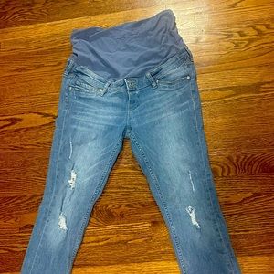 Distressed, full paneled maternity jeans size 10